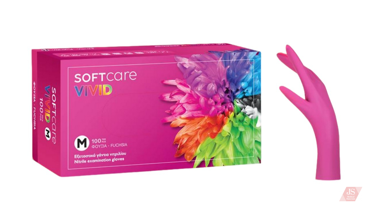 Pink nitrile gloves without talcum powder 100 pcs.